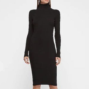 NWOT Express Black Midi Sweater Dress Ribbed-Sz M